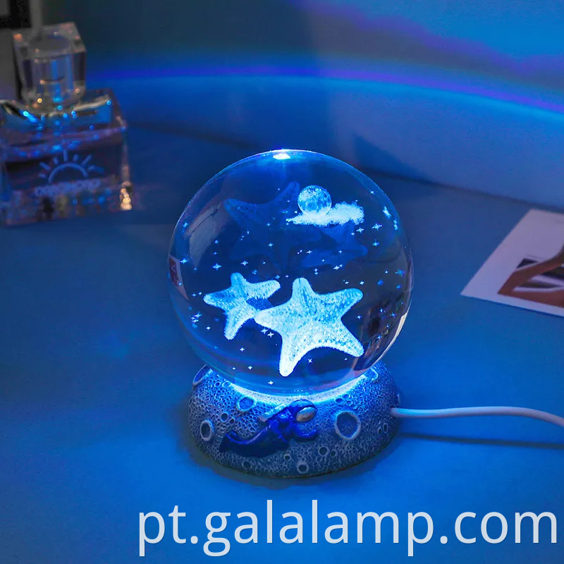 Luz noturna de bola de cristal cintilante para decoração de casa